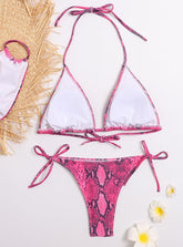 Bikini de tres piezas con estampado de leopardo y serpiente